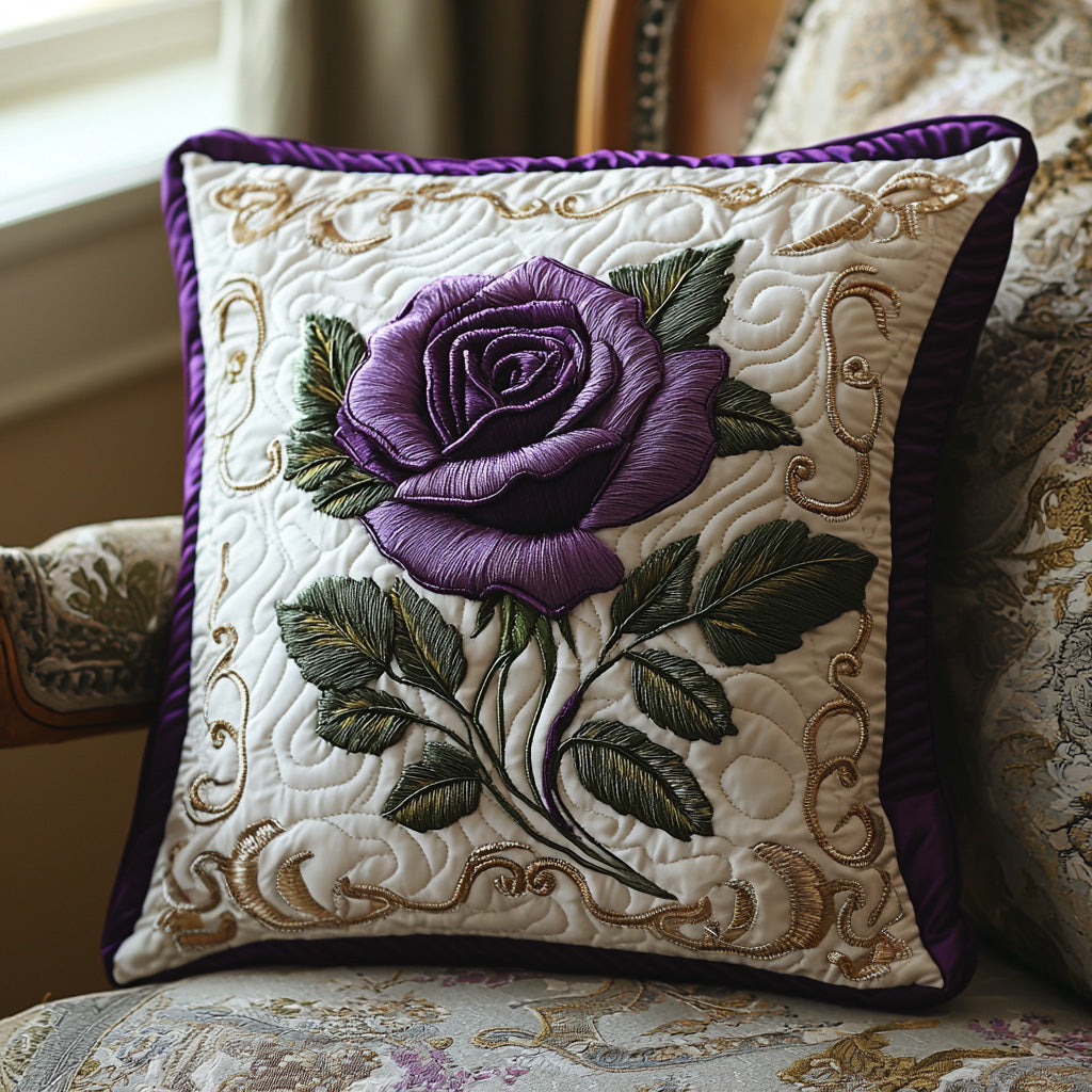Amethyst Rose Quilted Pillow Case Cute Pillow Covers Christmas Gifts For Flower Lovers