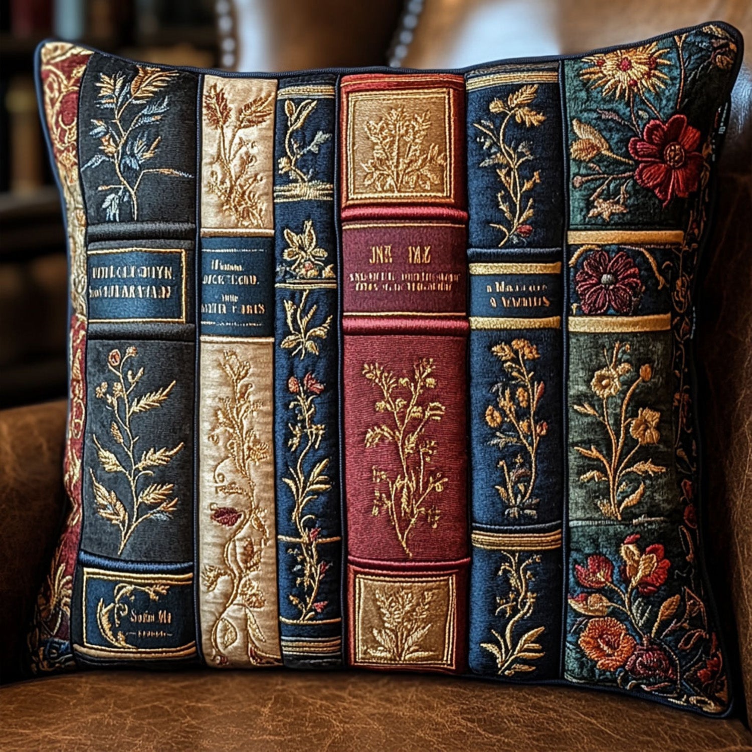 Antique Library Quilted Pillow Case Square Pillow Covers Best Gifts For Readers
