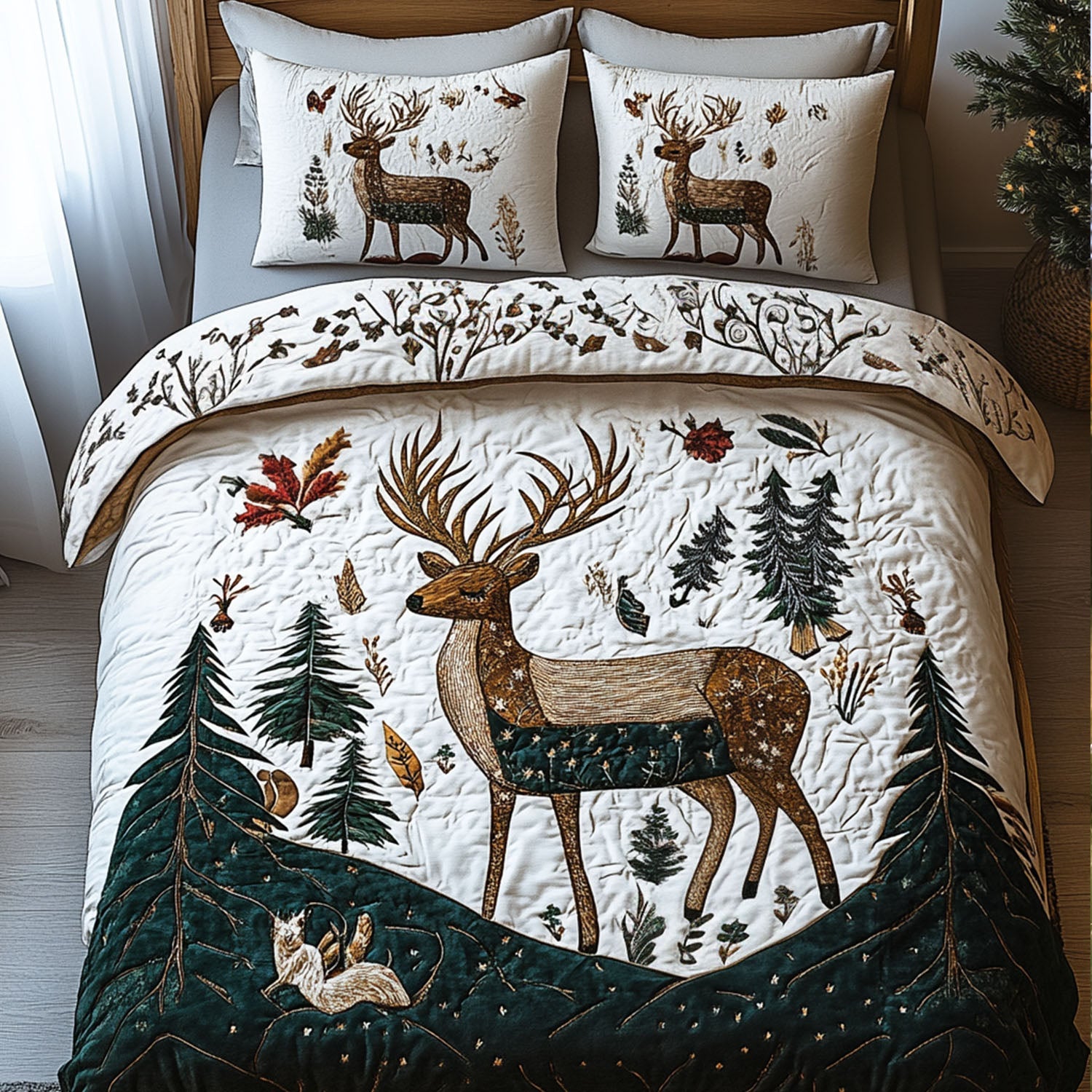 Antler Serenity Quilted Bedding Set Deer Gifts For Him