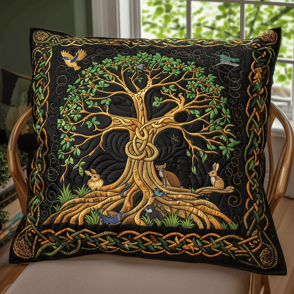 Artistic Tree Of Life Quilted Pillow Case Couch Pillow Covers Irish Christmas Presents