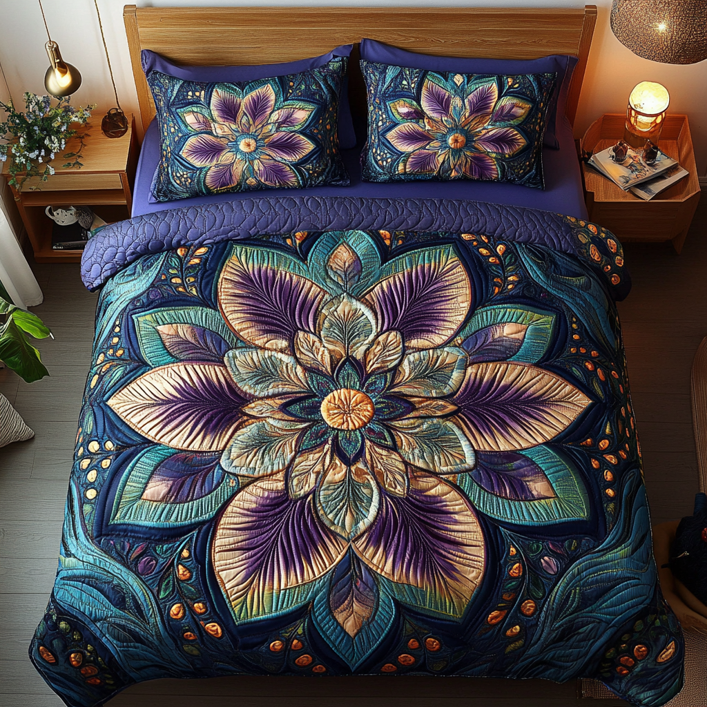 Aurora Petal Elegance Quilted Bedding Set Christmas Floral Gifts