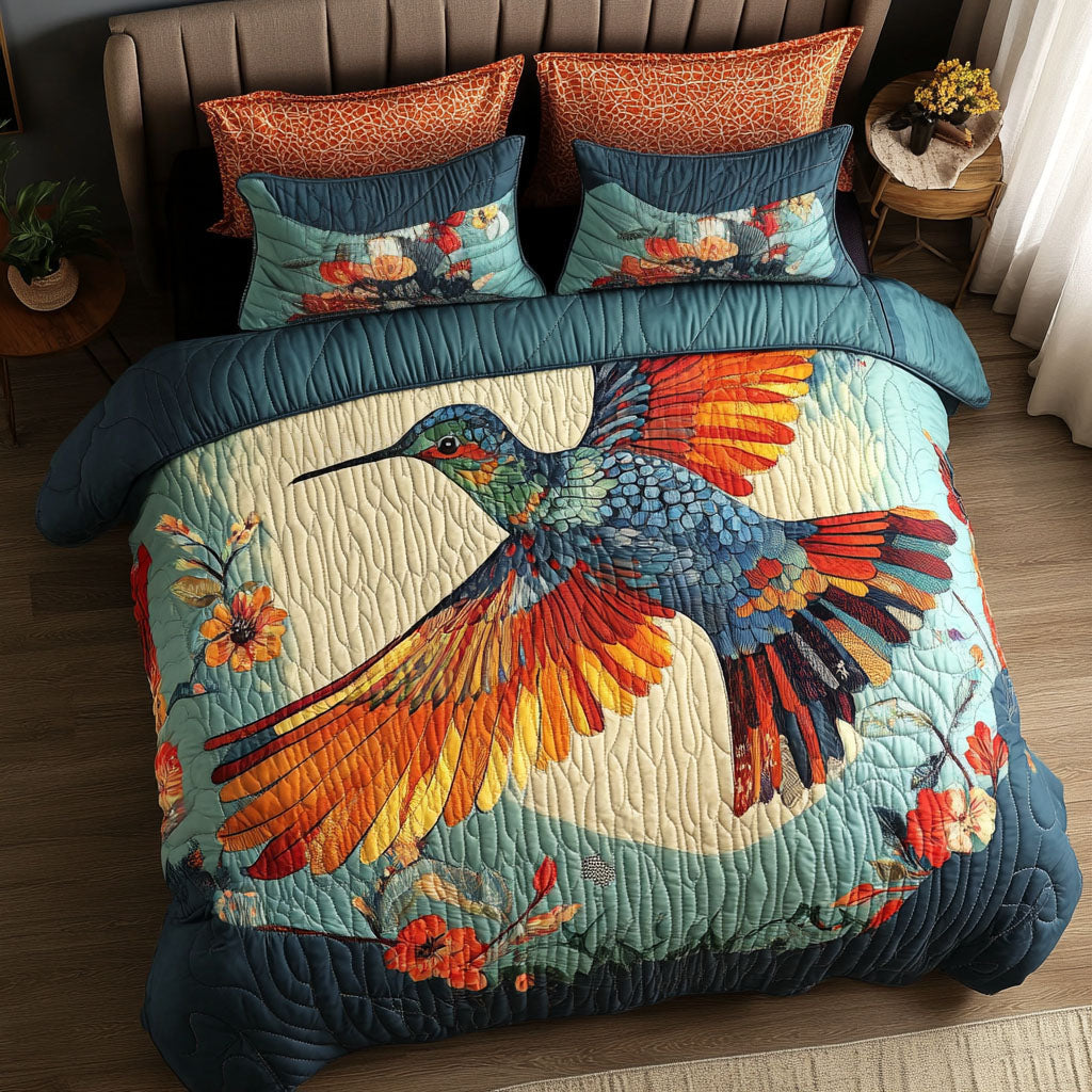 Autumn Breeze Quilted Bedding Set Christmas Bedding Duvet Cover Hummingbird Gifts For Her