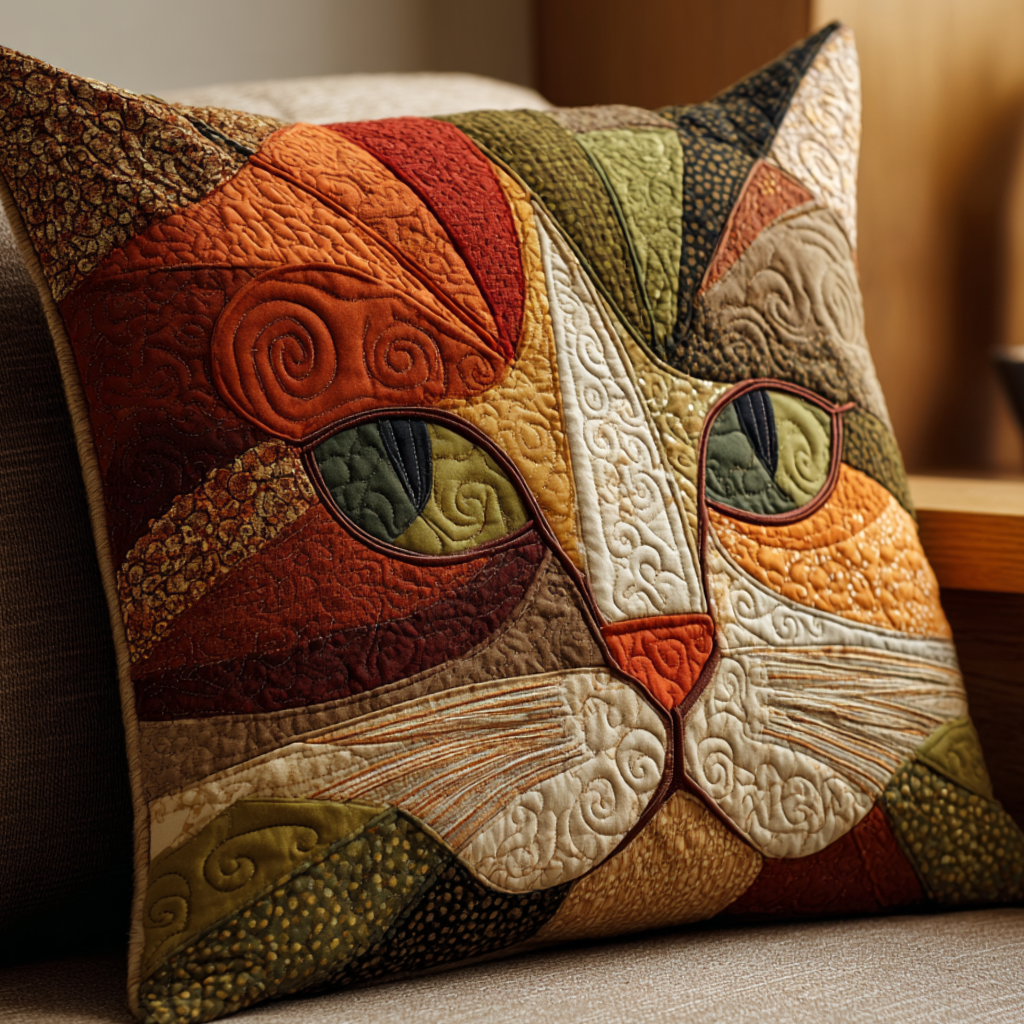 Autumn Gaze Quilted Pillow Case Cute Pillow Covers Cute Gifts For Cat Lovers