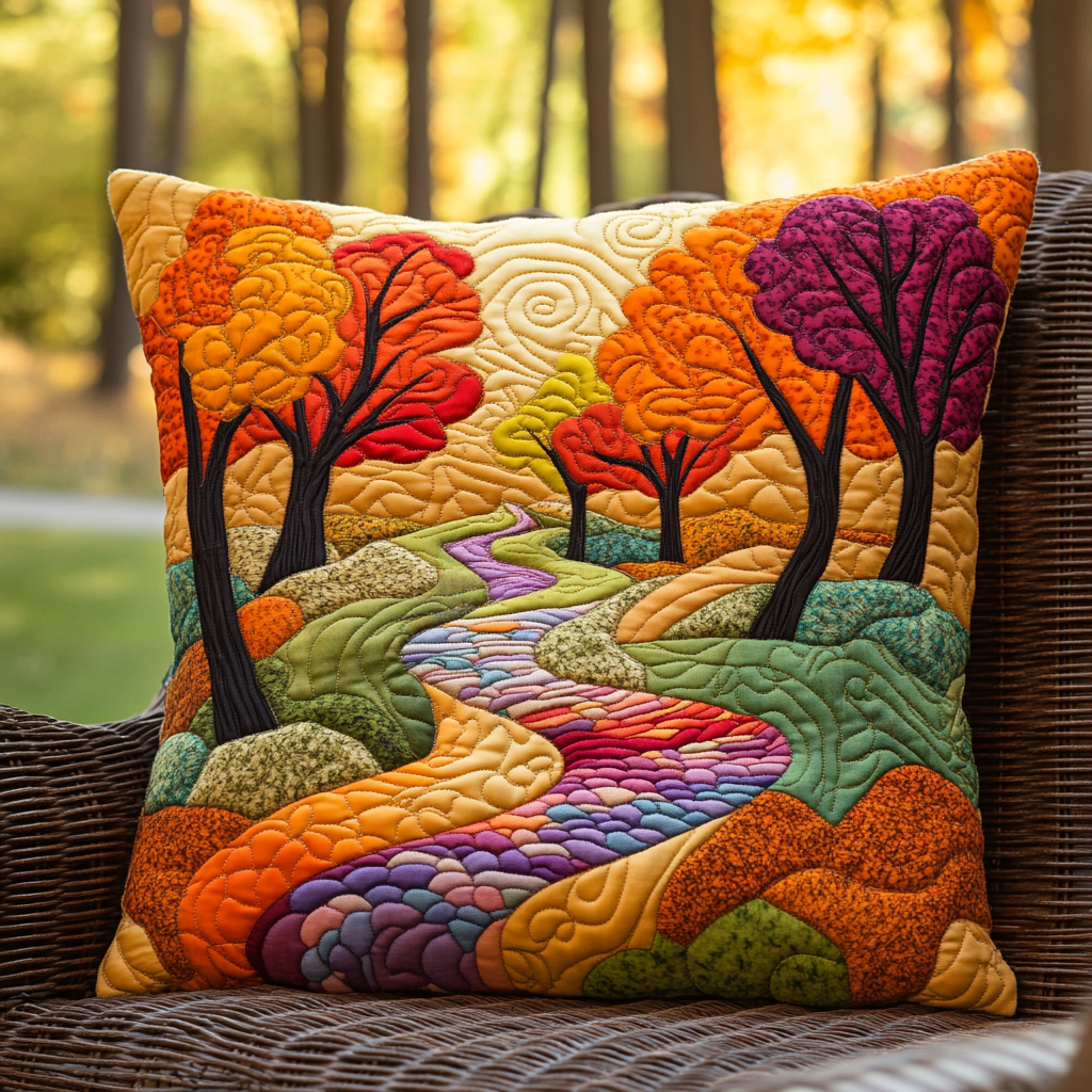 Autumn Landscape Quilted Pillow Case Fall Pillow Cases Best Friend Gifts