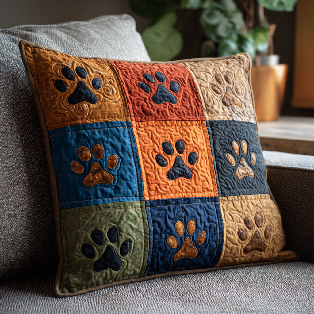 Autumn Paws Quilted Pillow Case Holiday Pillow Cases Presents For Cat Lovers