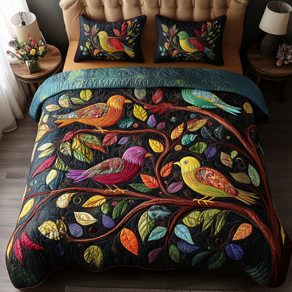 Aviary Dream Quilted Bedding Set Presents For Bird Lovers