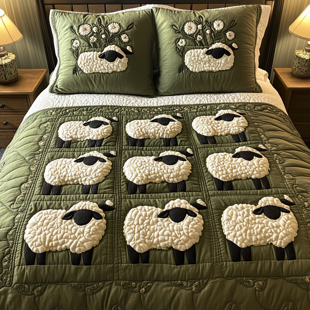 Baa Blessing Quilted Bedding Set Gifts For Farmer