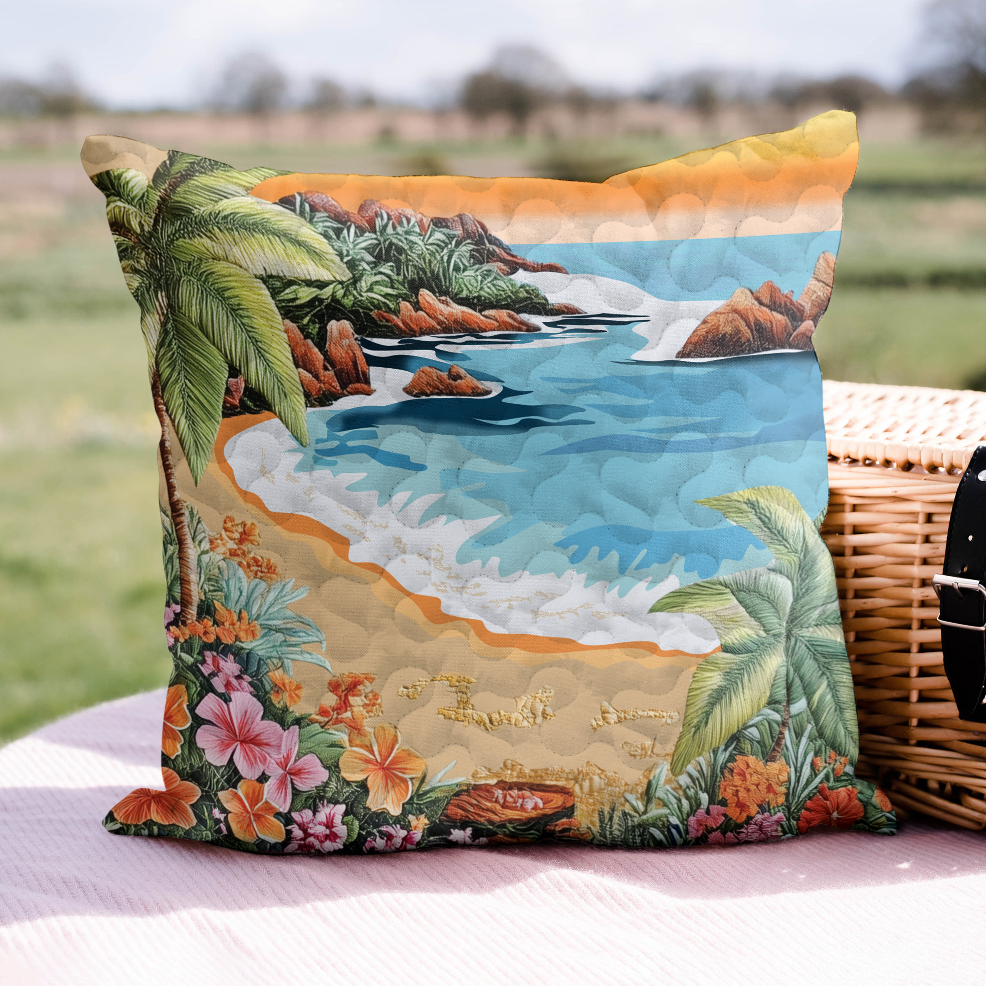 Beach Haven Quilted Pillow Case Decorative Throw Pillow Covers Beach Lovers Gift Ideas