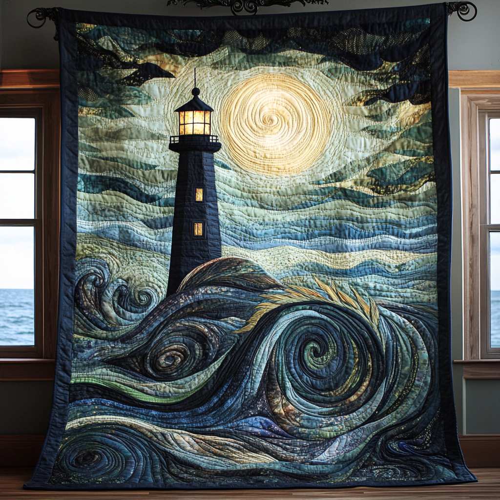Beacon of Hope Quilted Blanket Bedroom Xmas Decor Lighthouse Themed Gifts
