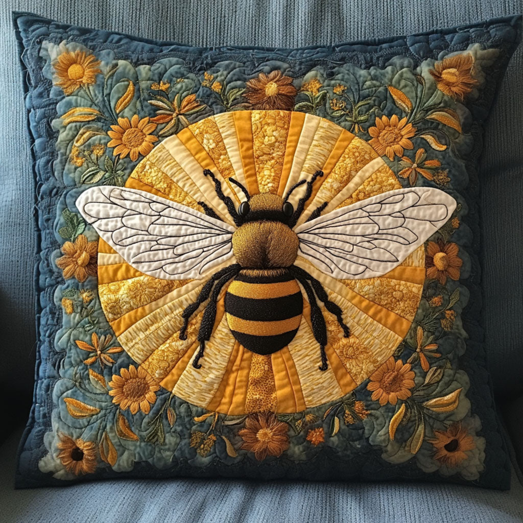 Bee Blooming Quilted Pillow Case Throw Pillow Cases Bee Themed Gifts