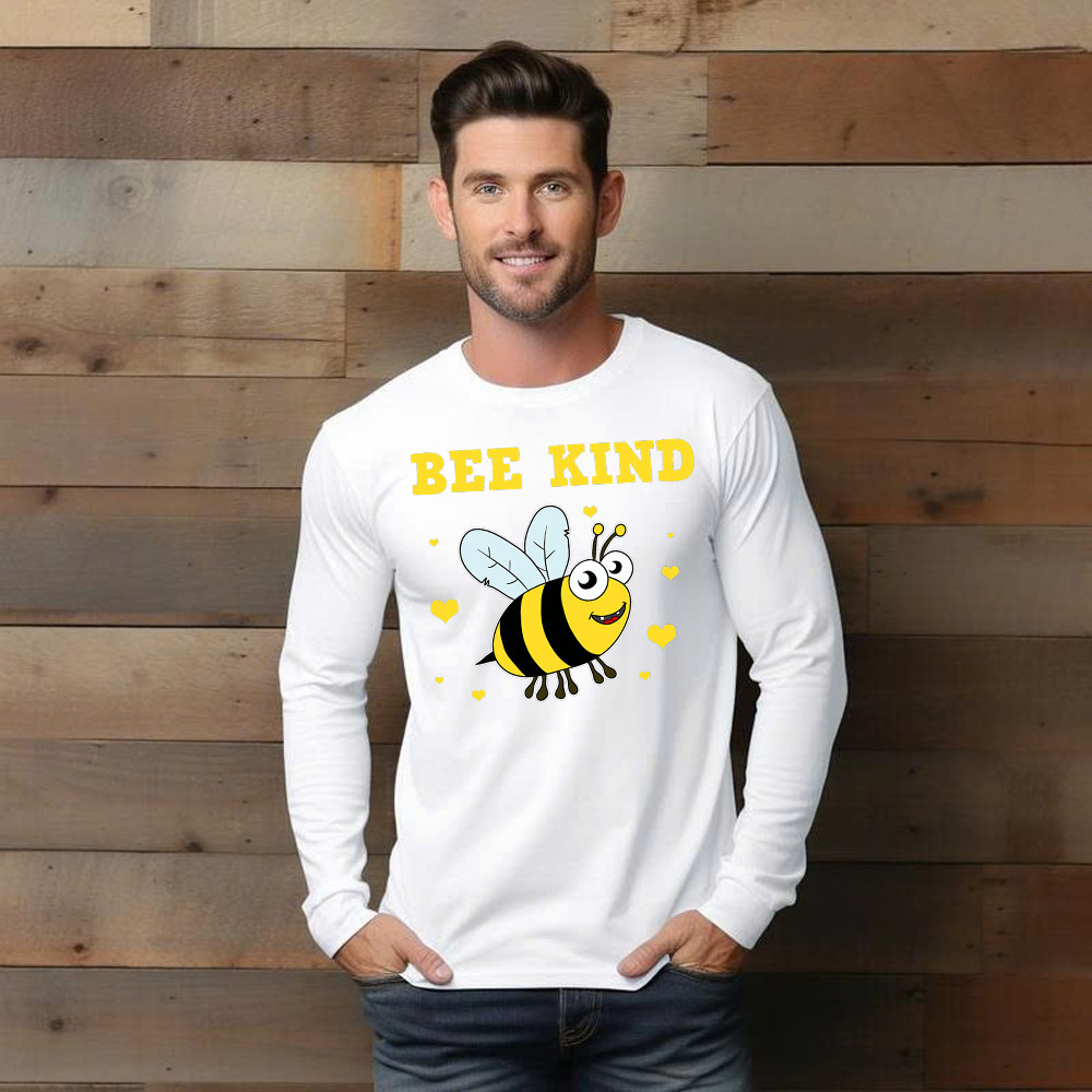 Bee Kind Long Sleeve Shirt Cute Bumble Bee Bekind Clothing Birthday Gift For Male Friend Basgiathsweatshirts - Image 4