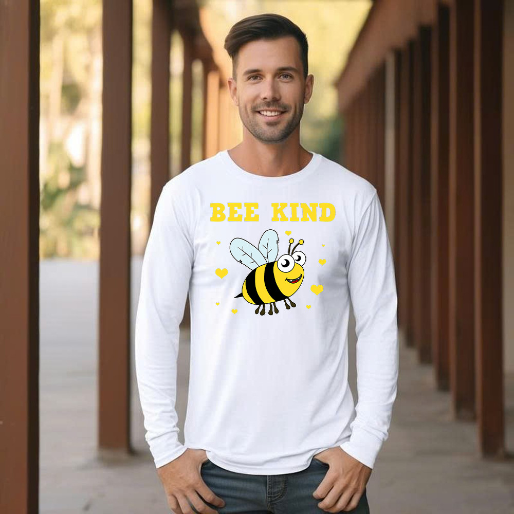Bee Kind Long Sleeve Shirt Cute Bumble Bee Bekind Clothing Birthday Gift For Male Friend Basgiathsweatshirts - Image 5