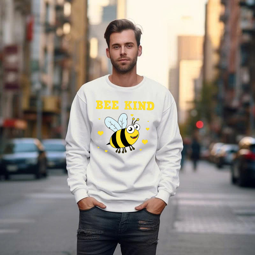 Bee Kind Sweatshirt Cute Bumble Bee Bekind Clothing Birthday Gift For Male Friend Basgiathsweatshirts - Image 3