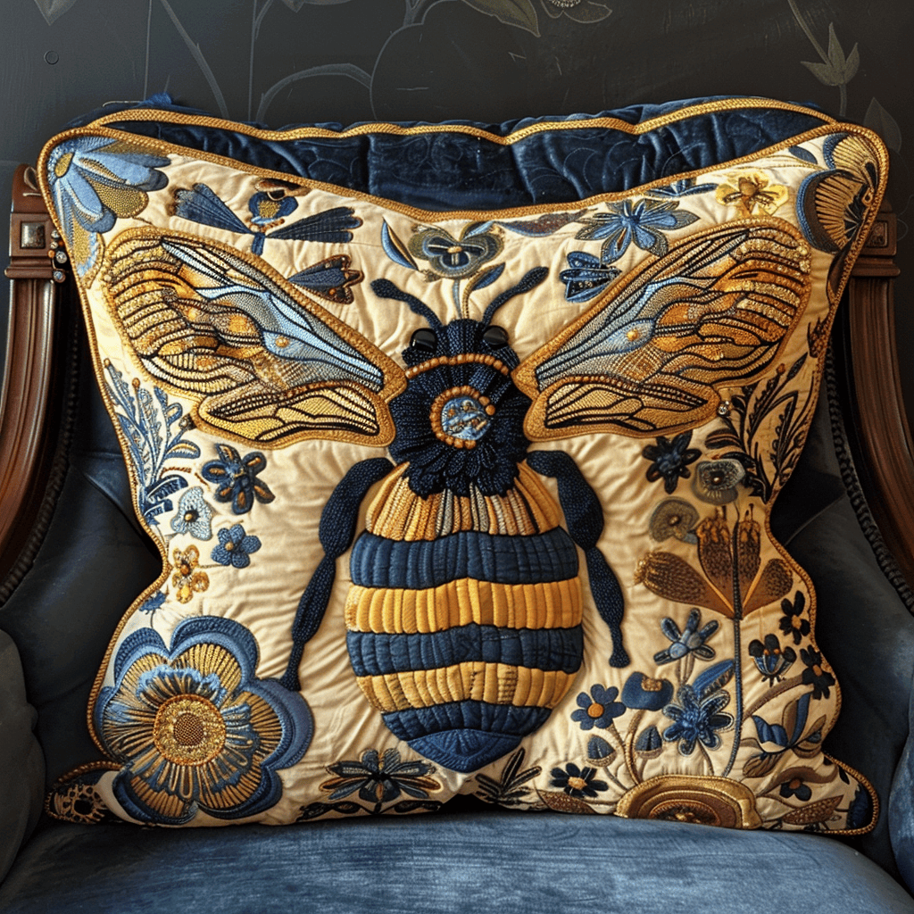 Bee Quilted Pillow Case Square Pillow Cases Bee Inspired Gifts For Bee Lovers
