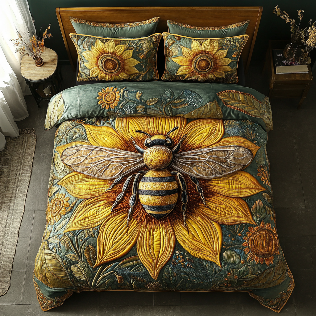 Beeutiful Haven Quilted Bedding Set Honey Themed Gifts