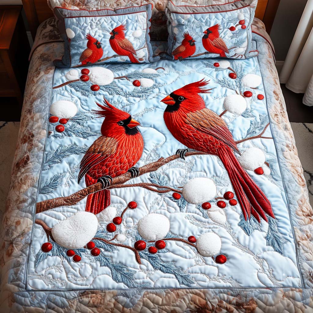 Berry Songbirds Quilted Bedding Set Xmas Gift Ideas