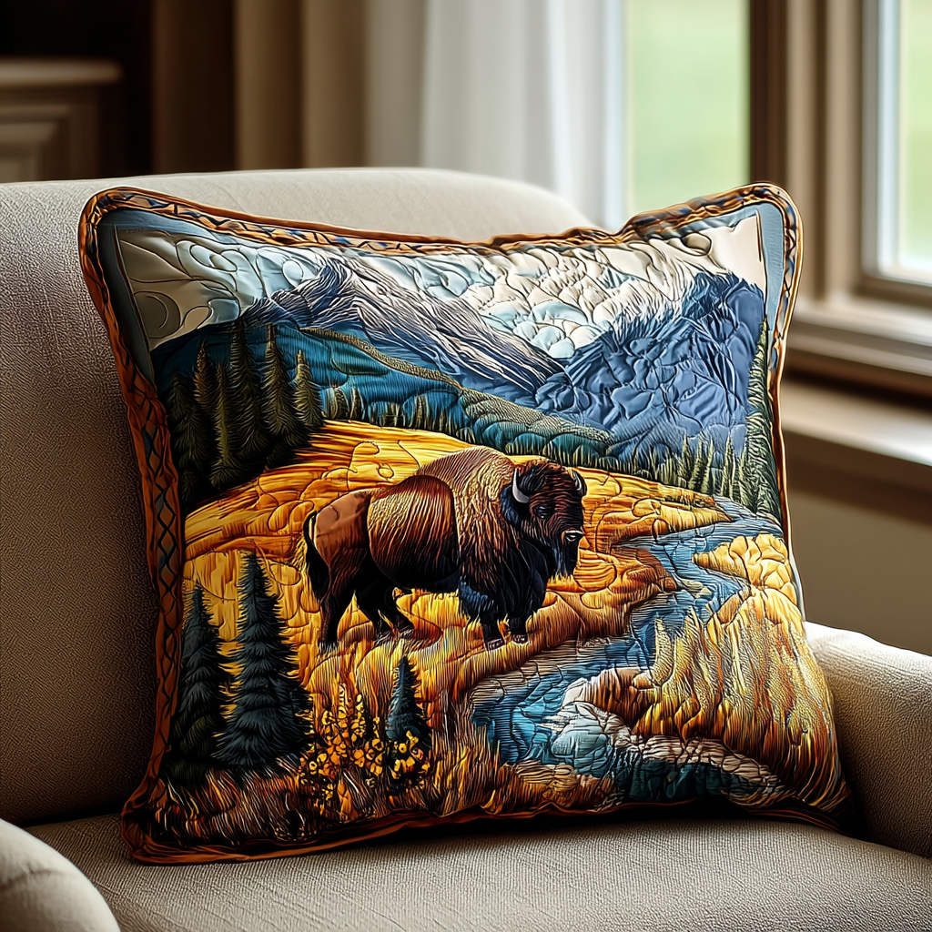 Bison Trail Quilted Pillow Case Home Decor Pillow Covers Good Family Gifts