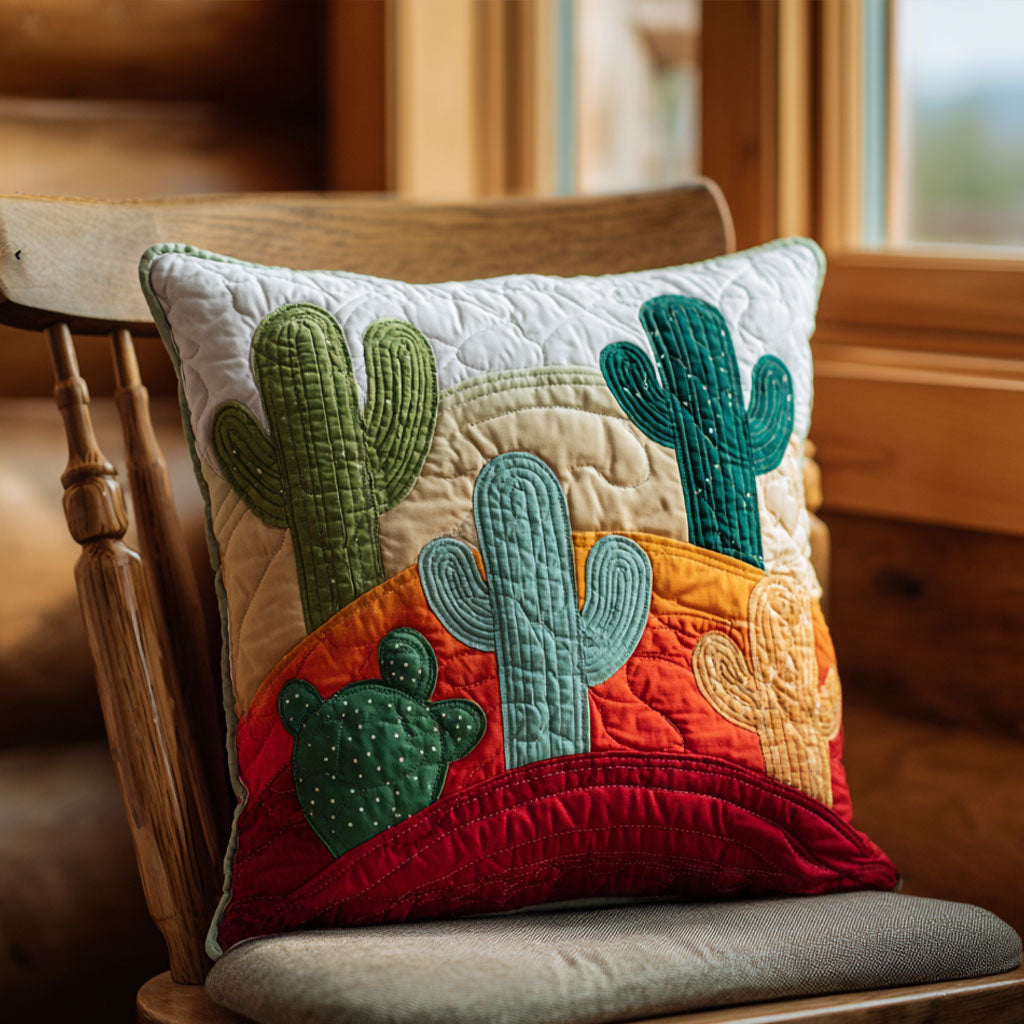 Blooming Desert Trail Quilted Pillow Case Throw Pillow Cases Cactus Theme Gifts