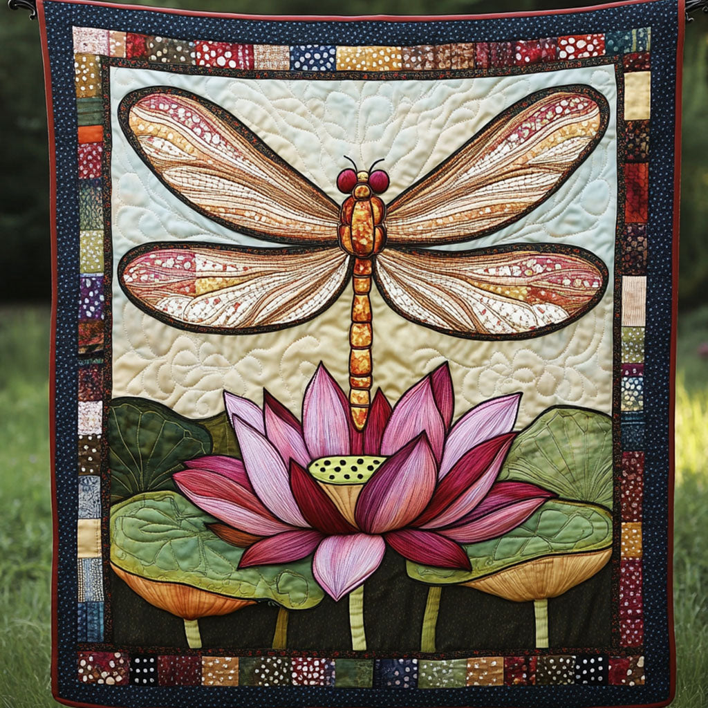 Blossom Flight Quilted Blanket Christmas Bedroom Decor Unique Dragonfly Gifts