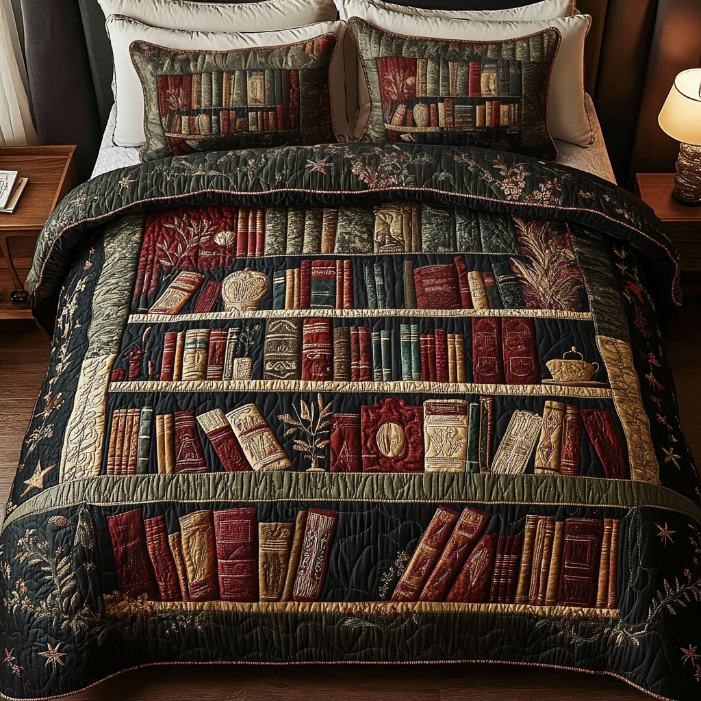 Book Haven Quilted Bedding Set Best Gifts For Readers