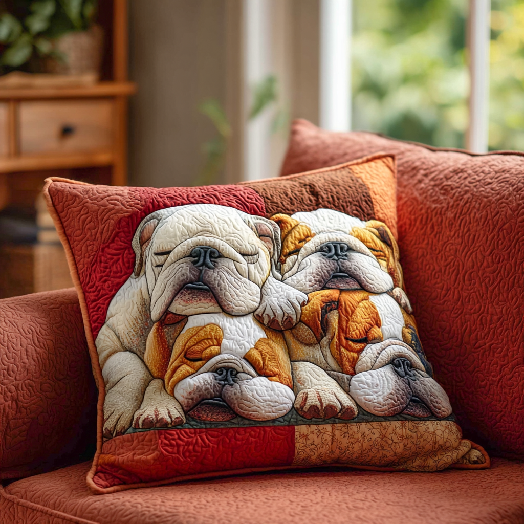Bulldog Nap Haven Quilted Pillow Case Christmas Pillow Covers Gifts For French Bulldog Lovers