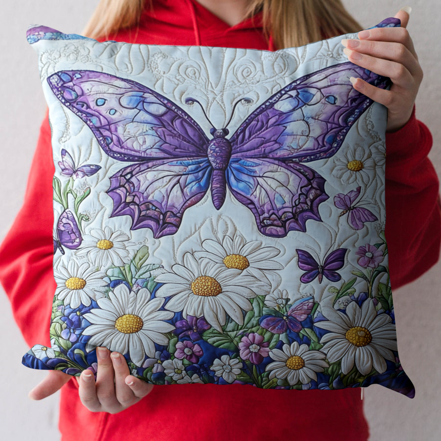 Butterfly Bloom Quilted Pillow Case Home Decor Pillow Covers Butterfly Themed Gift Items