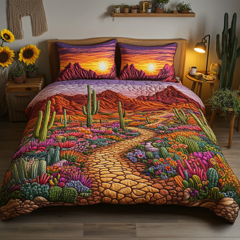 Cactus Haven Quilted Bedding Set Bed Decor Ideas Cactus Themed Birthday Presents