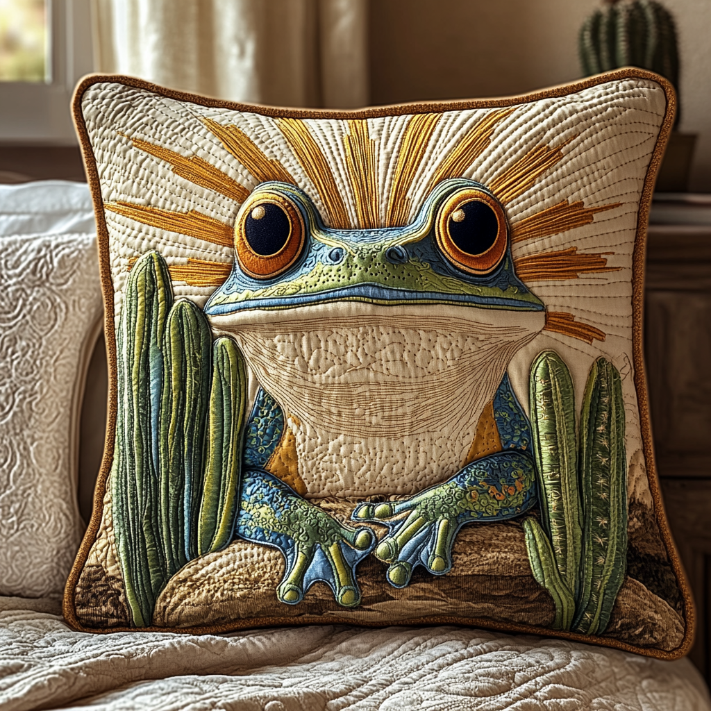 Cactus Leap Quilted Pillow Case Throw Pillow Cases Cute Frog Gifts