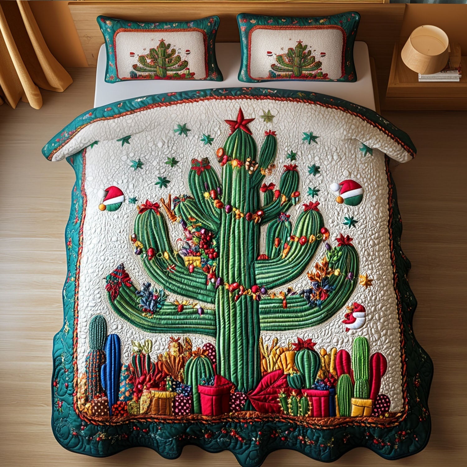 Cactus Path Quilted Bedding Set Cactus Gifts For Him
