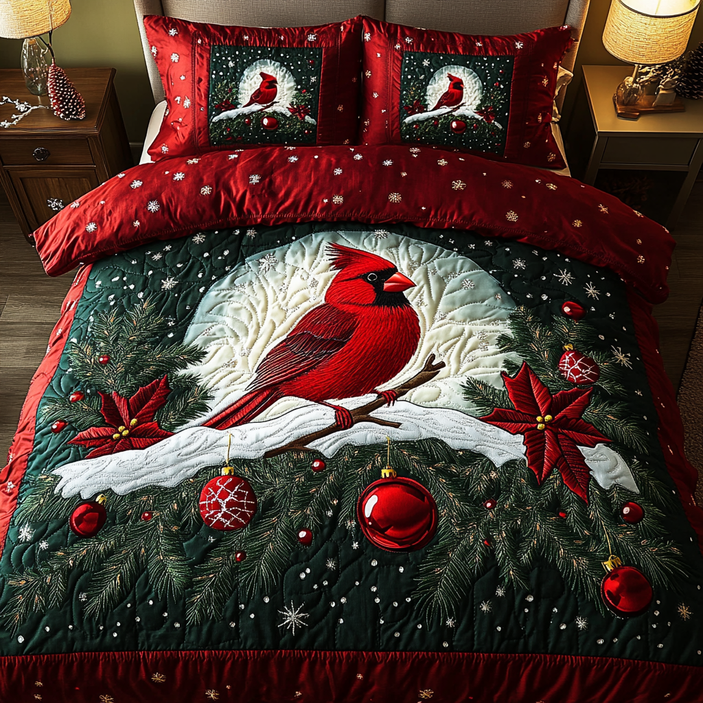 Cardinal Haven Quilted Bedding Set Cardinal Gift Items