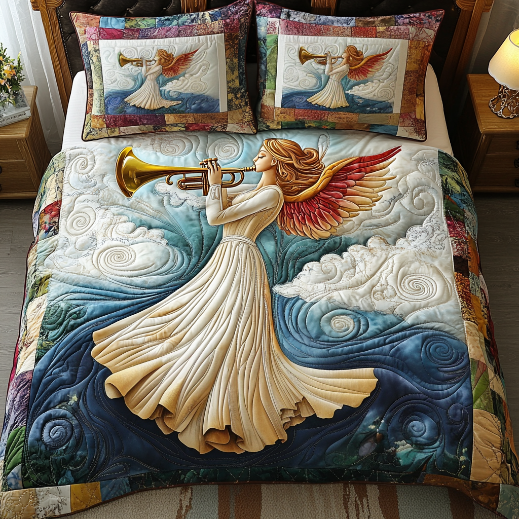 Celestial Angel Quilted Bedding Set Christmas Gifts For Men