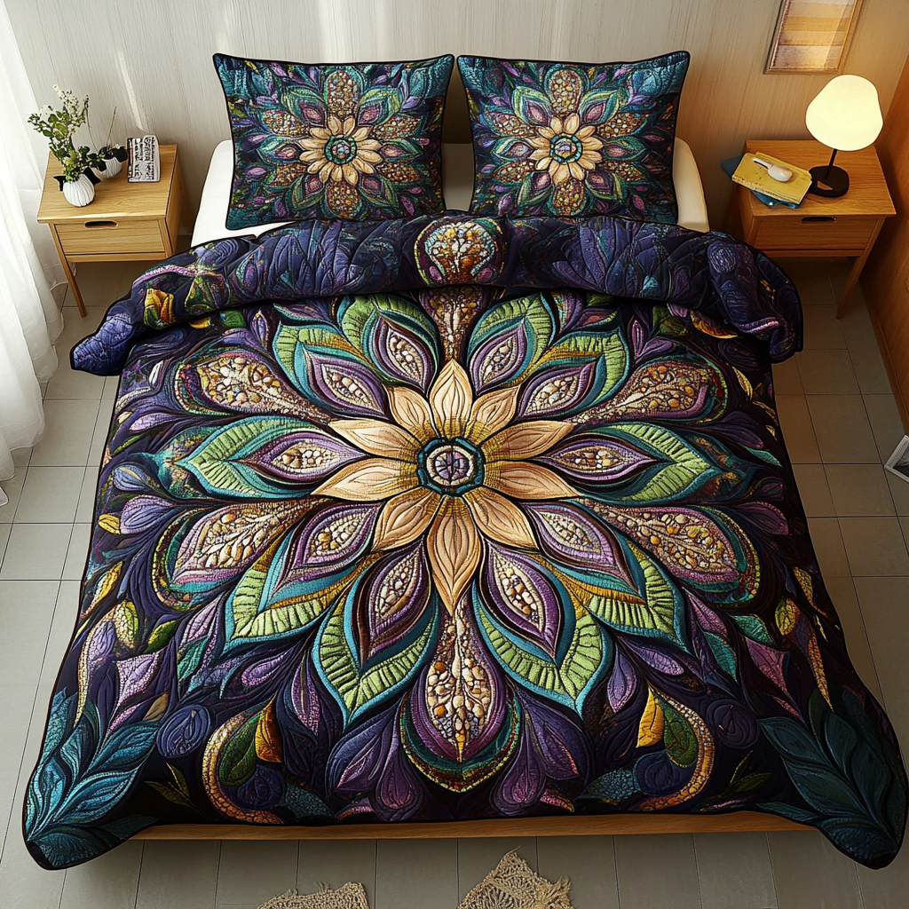 Celestial Bloom Harmony Quilted Bedding Set Christmas Flower Gifts