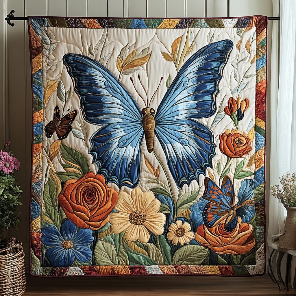 Celestial Flutter Quilted Blanket Bedroom Xmas Decor Butterfly Gifts For Adults