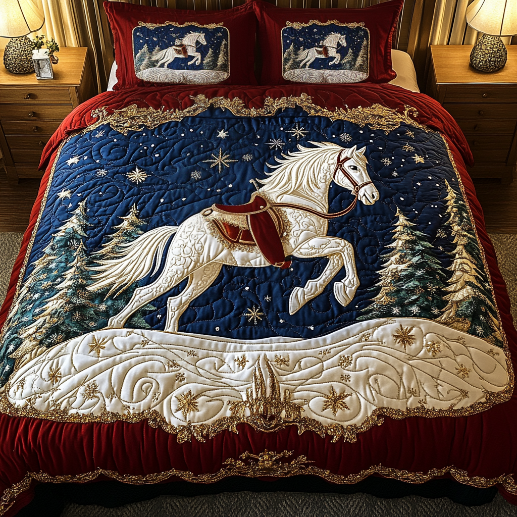 Celestial Hooves Quilted Bedding Set Unique Horse Gifts For Ladies