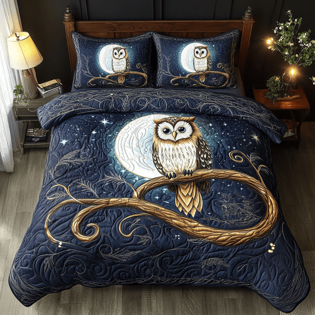 Celestial Owl Quilted Bedding Set Owl Theme Gifts
