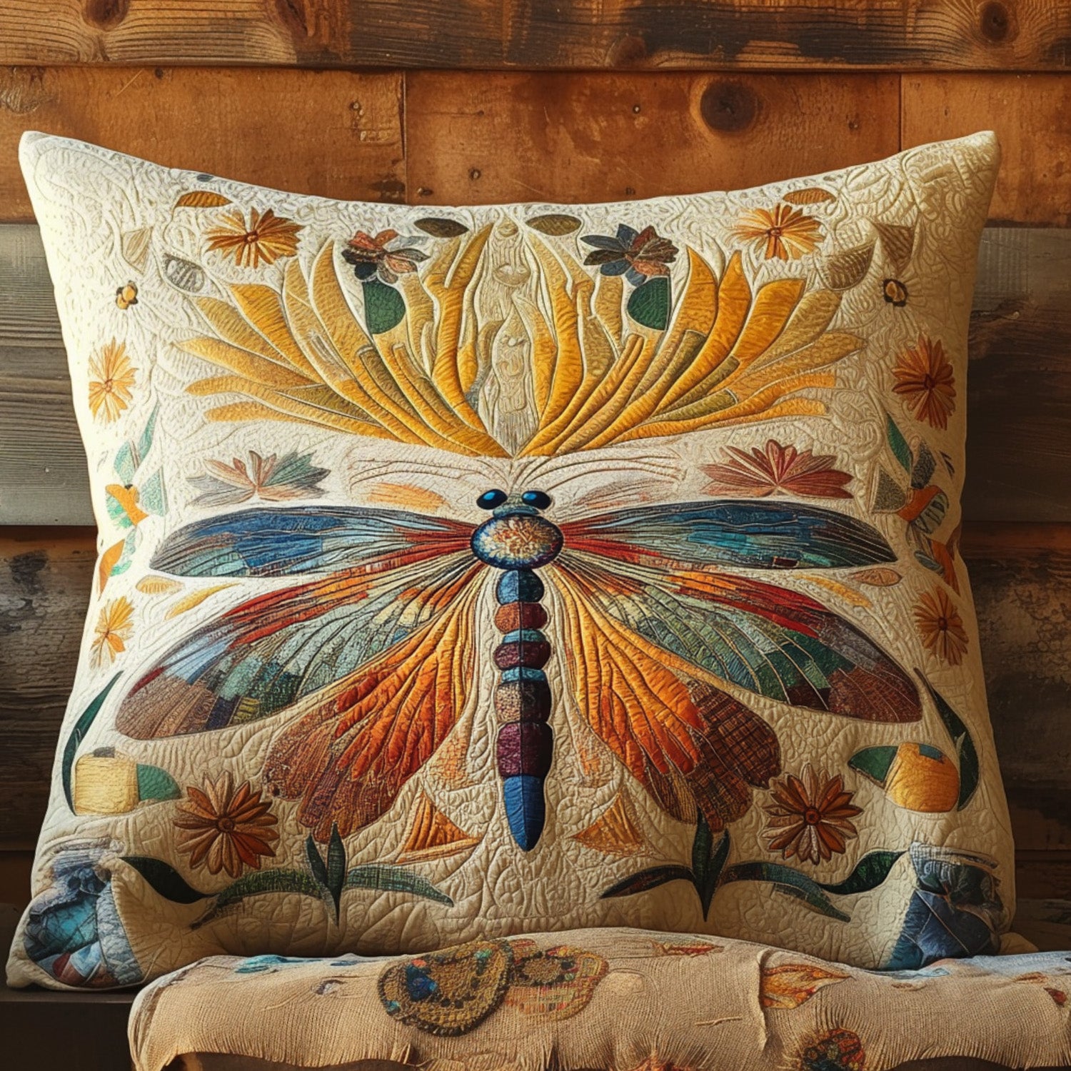 Celestial Wings Quilted Pillow Case Throw Pillow Case Covers Dragonfly Gift Items
