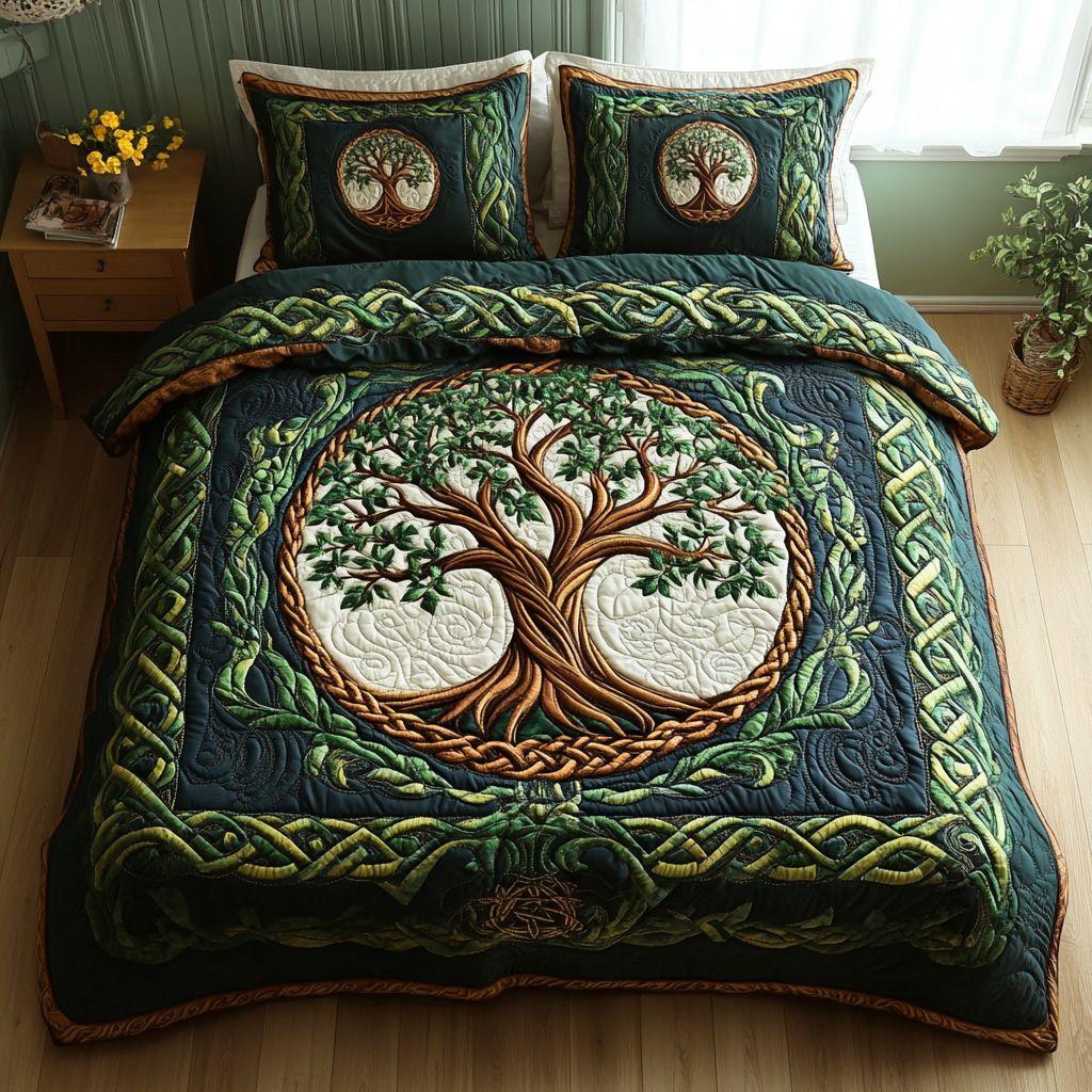 Celtic Canopy Quilted Bedding Set Family Christmas Gifts