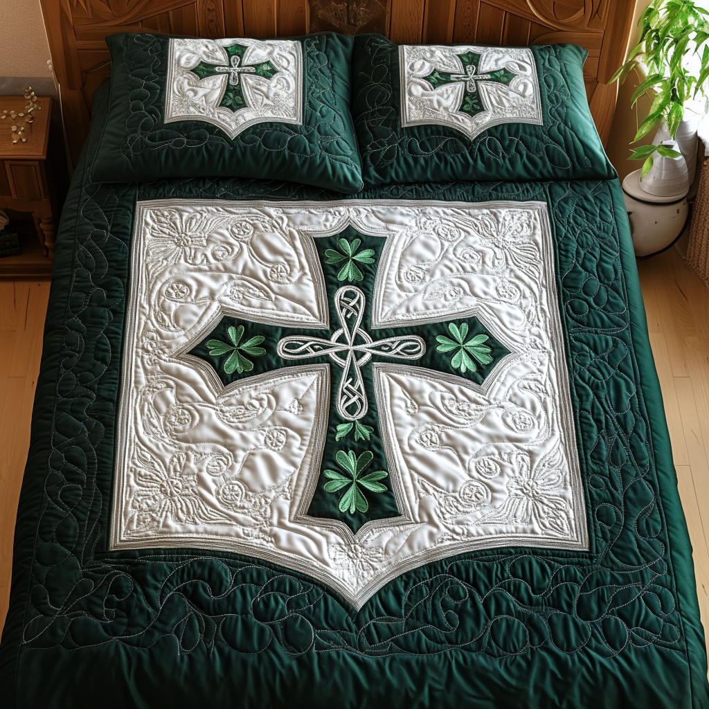 Celtic Cross Haven Quilted Bedding Set Gifts For Plant Lovers