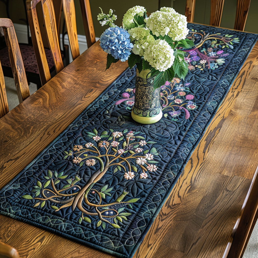 Celtic Heritage Tree Quilted Table Runner Holiday Dining Table Runner Decorations Irish Gifts