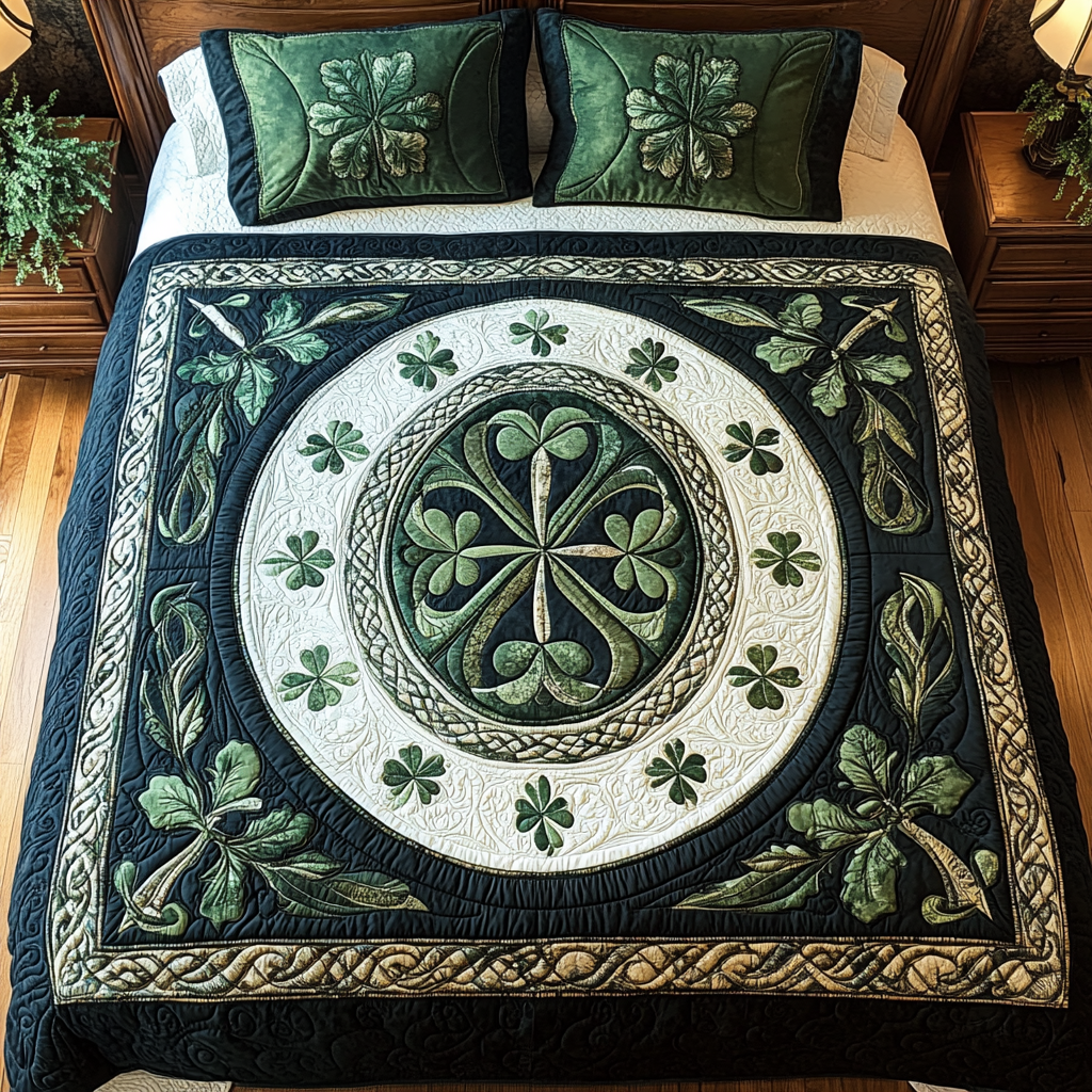 Celtic Shamrock Dreams Quilted Bedding Set Unusual Gardening Gifts