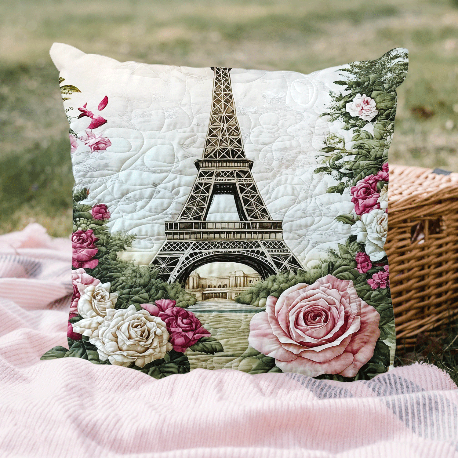 Charming Eiffel Quilted Pillow Case Cute Pillow Covers Best Friend Gift Ideas