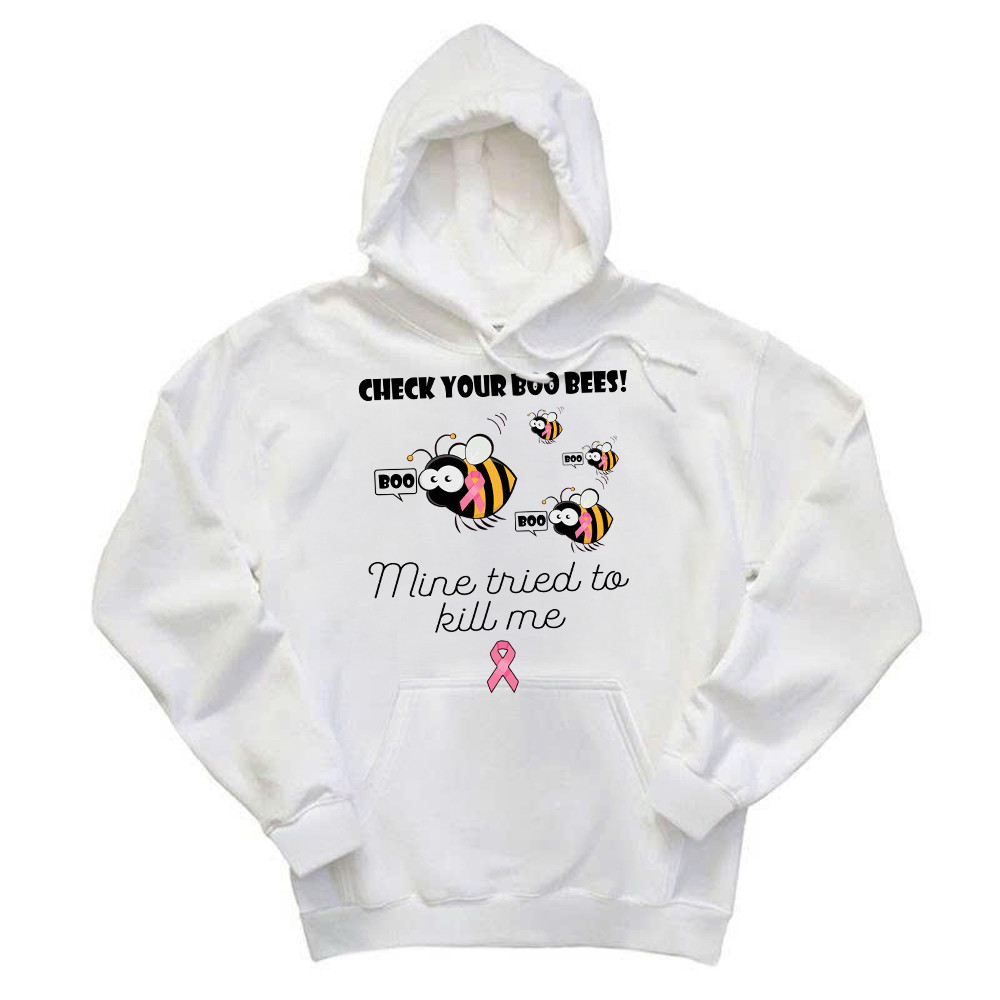 Check Your Boo Bees Hoodie Breast Cancer Ribbon Funny Bee Shirts Gift For Patients Basgiathsweatshirts