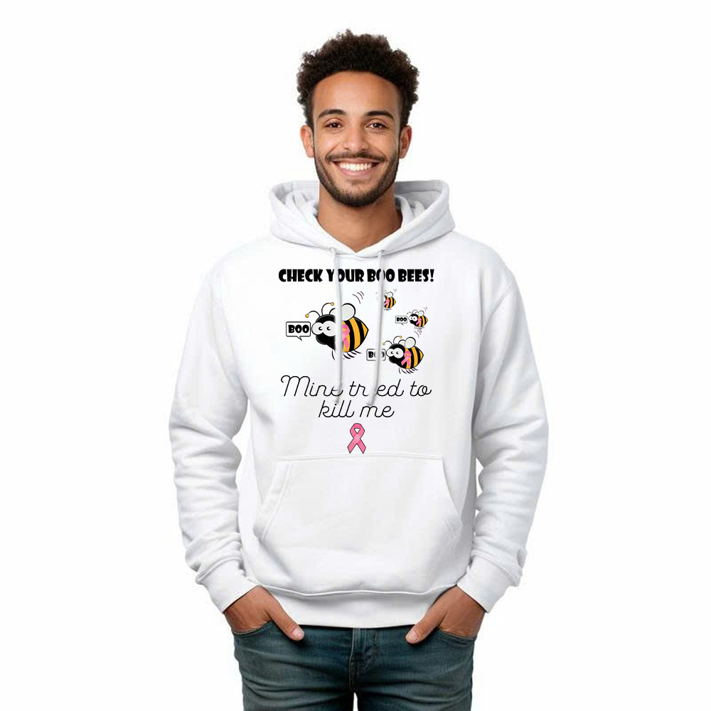 Check Your Boo Bees Hoodie Breast Cancer Ribbon Funny Bee Shirts Gift For Patients Basgiathsweatshirts - Image 2