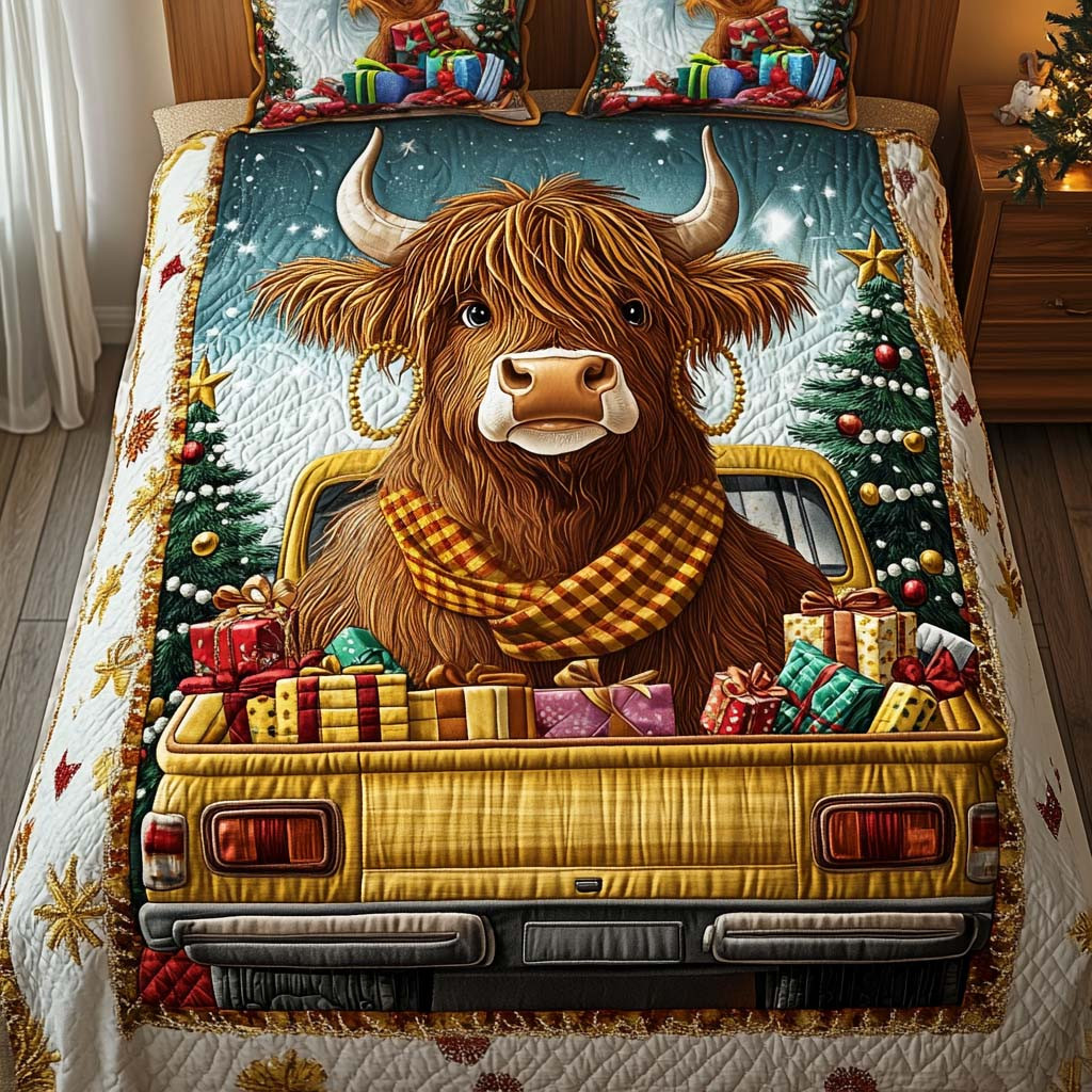 Cheerful Gift Ride Quilted Bedding Set Cow Lover Gift Ideas