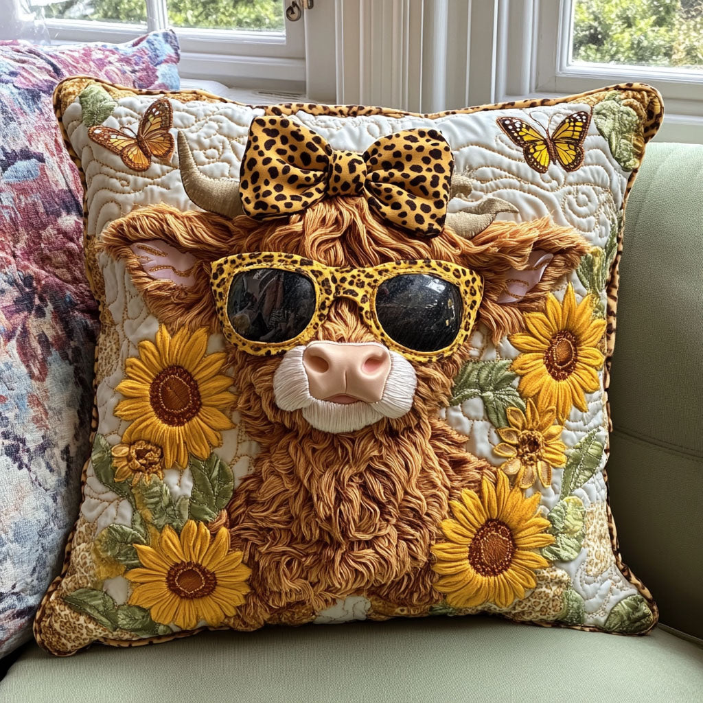 Chic Safari Cow Quilted Pillow Case Home Decor Pillow Covers Highland Cow Themed Gifts