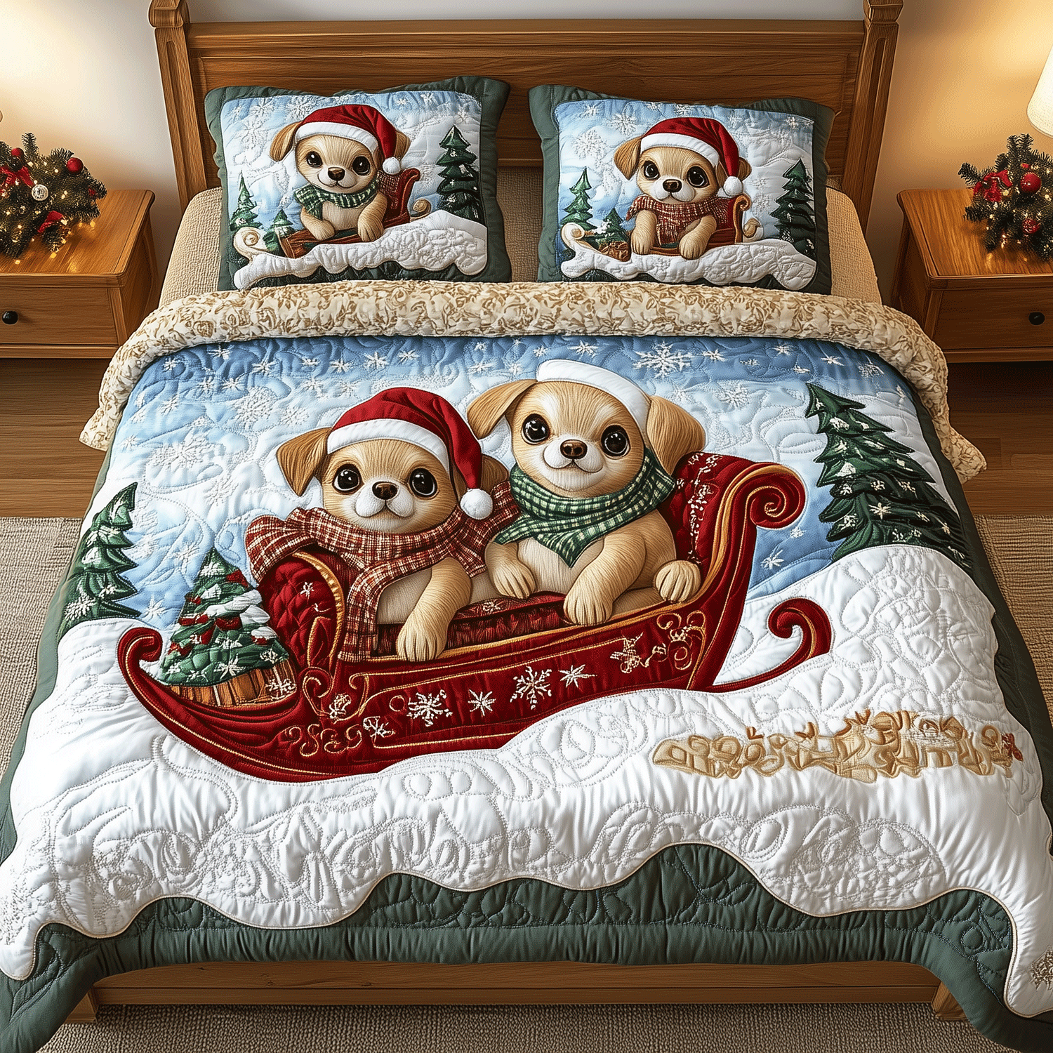 Chihuahua Xmas Crew Quilted Bedding Set Chihuahua Gifts Dog Lovers