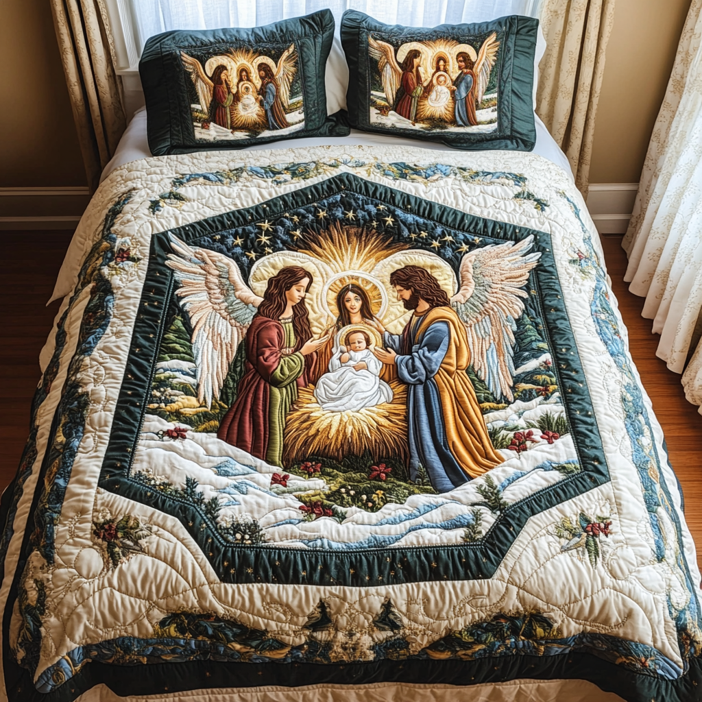Christmas Blessings Quilted Bedding Set Secret Santa Gift Ideas