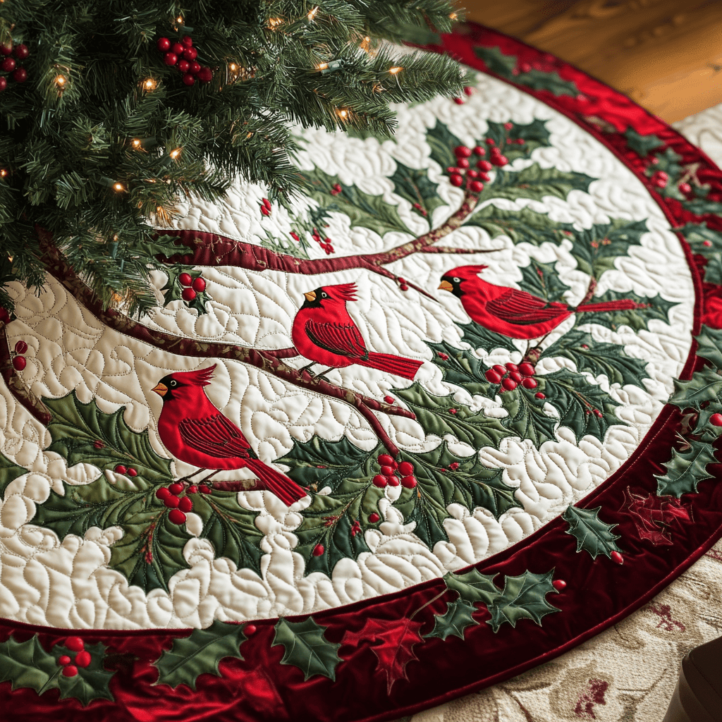 Christmas Quilted Tree Skirt Xmas Holday Good Family Presents For Christmas