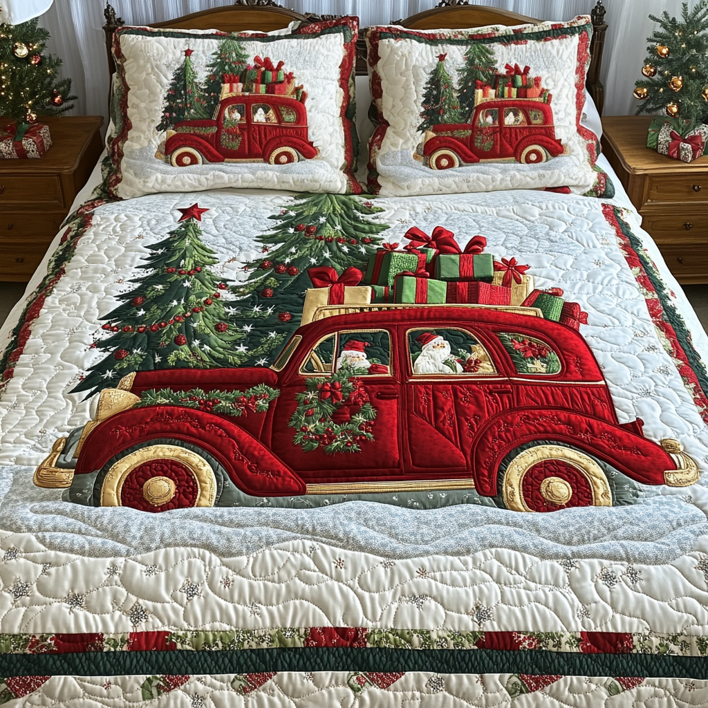 Christmas Roadtrip Quilted Bedding Set Christmas Gift For Wife
