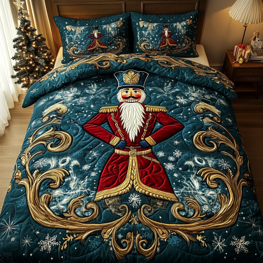 Classic Christmas Nutcracker Quilted Bedding Set Unique Nutcracker Gifts